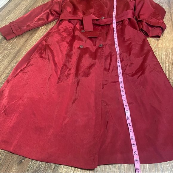 London Fog burgundy red long belted trench coat - Picture 9 of 12